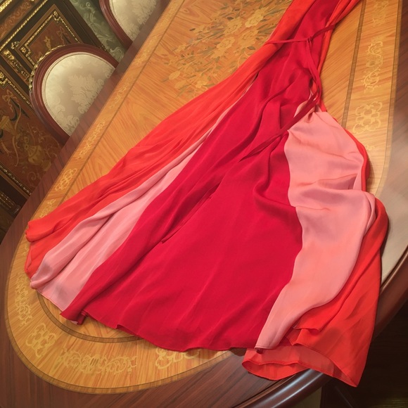 Banana Republic Color Block Orange Paneled long Maxi Dress sz.0 - Picture 4 of 8